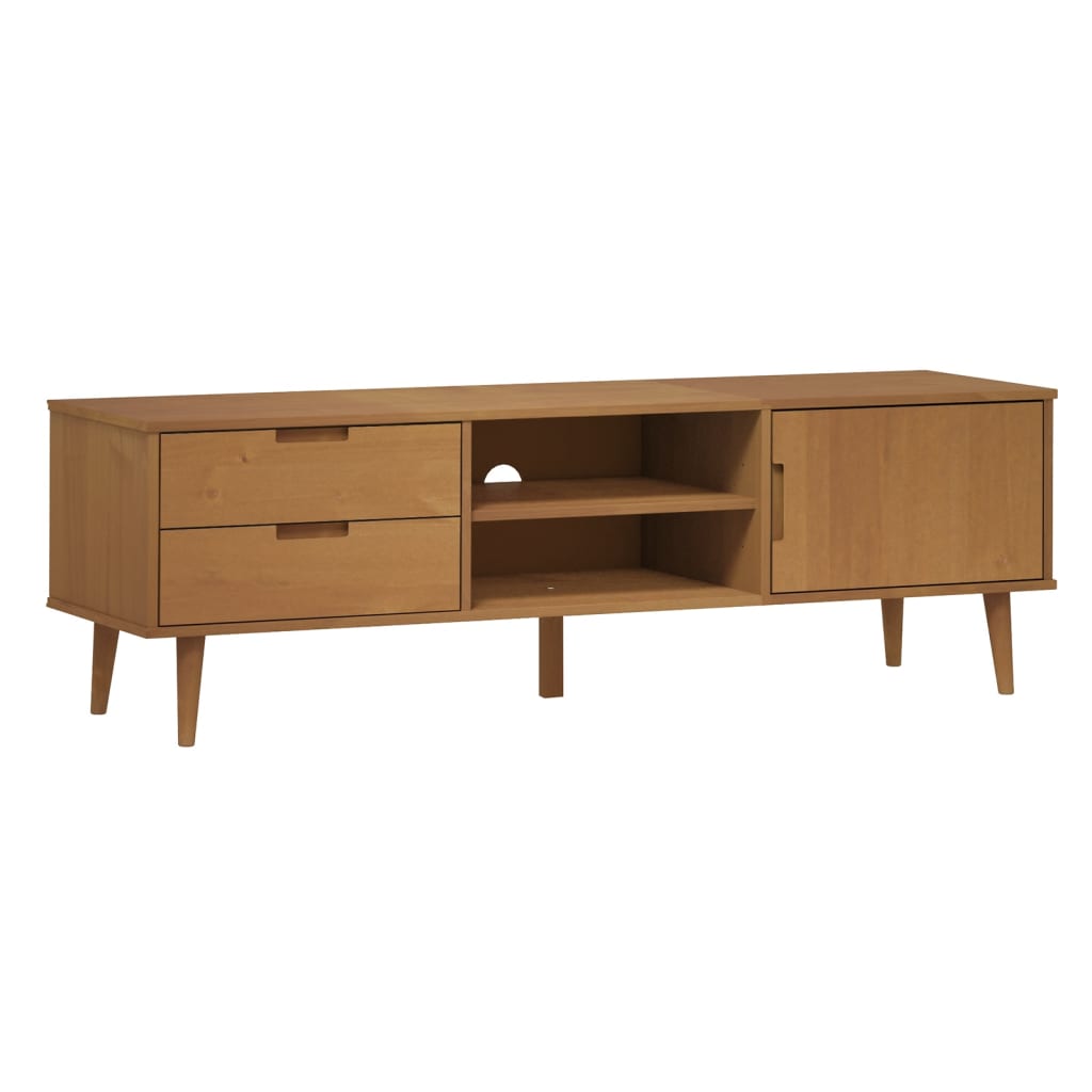 tv-skab MOLDE 158x40x49 cm massivt fyrretræ brun