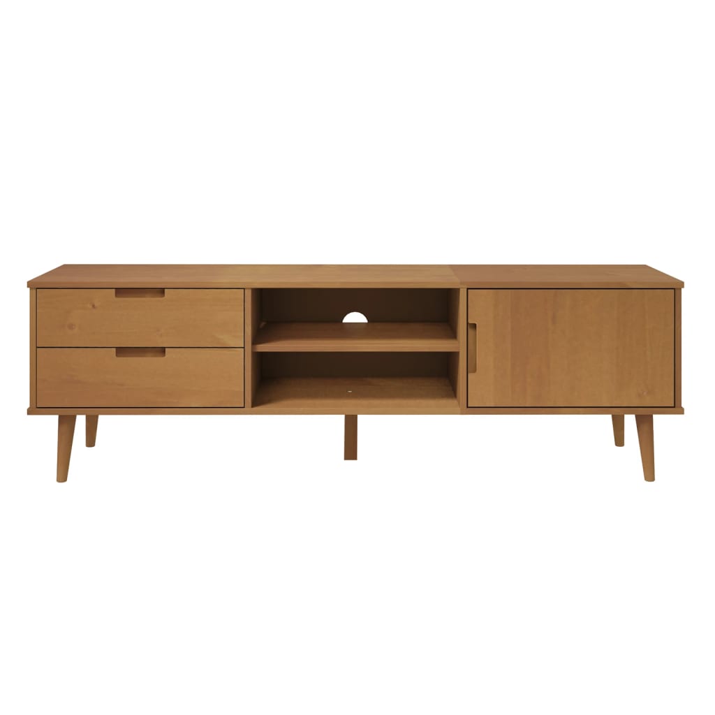 tv-skab MOLDE 158x40x49 cm massivt fyrretræ brun