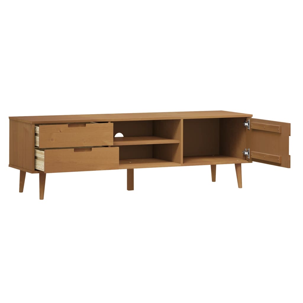 tv-skab MOLDE 158x40x49 cm massivt fyrretræ brun