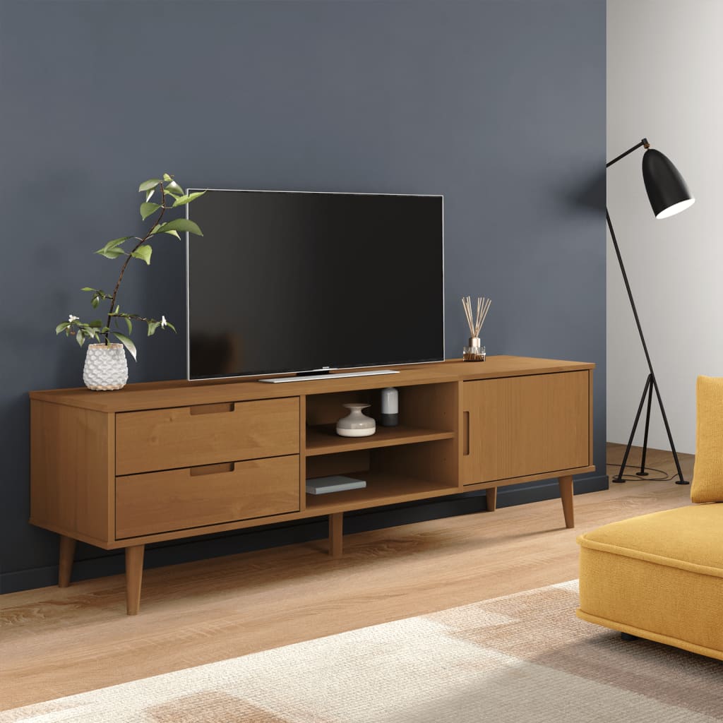 tv-skab MOLDE 158x40x49 cm massivt fyrretræ brun