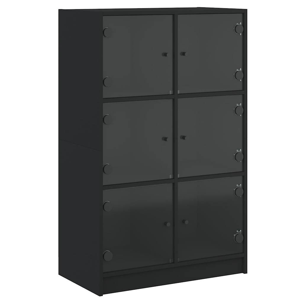 skab med låger 68x37x109 cm konstrueret træ sort