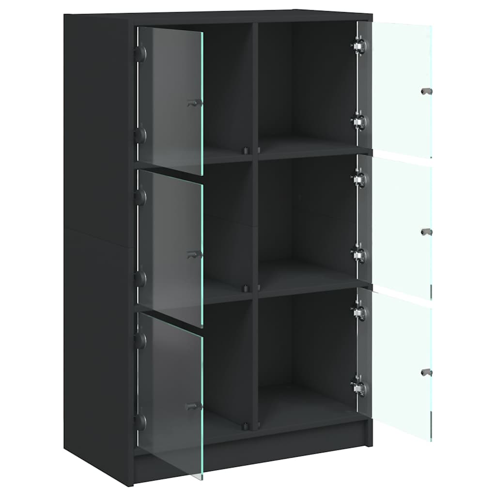 skab med låger 68x37x109 cm konstrueret træ sort