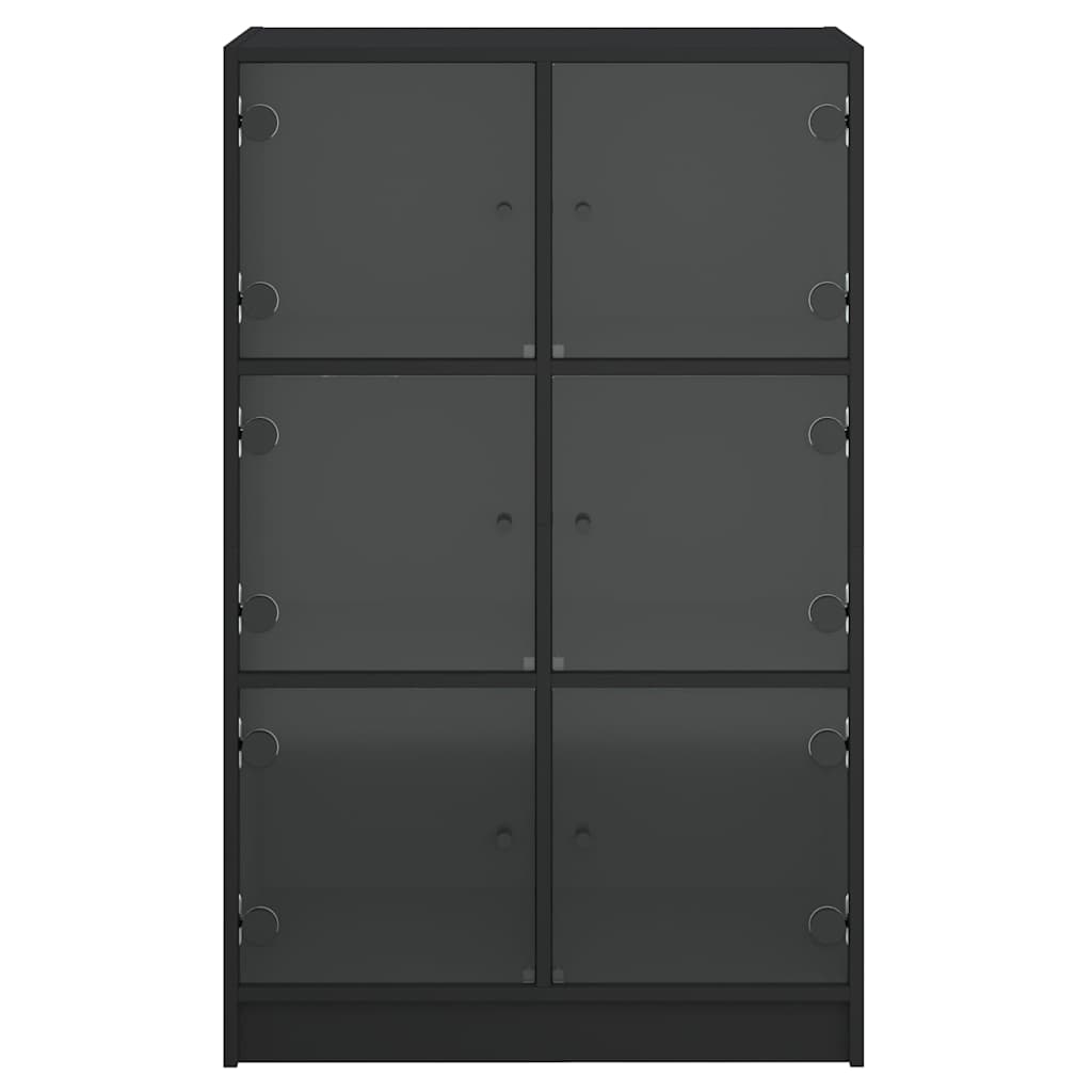 skab med låger 68x37x109 cm konstrueret træ sort