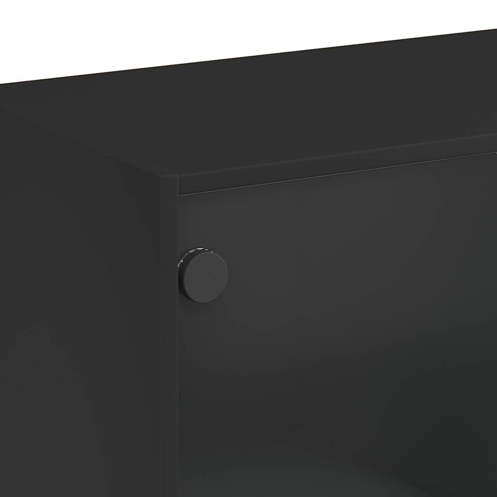 skab med låger 68x37x109 cm konstrueret træ sort