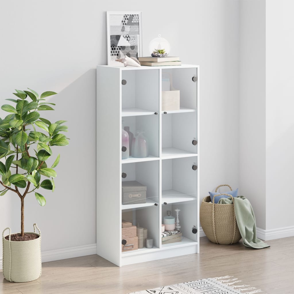 skab med låger 68x37x142 cm konstrueret træ hvid