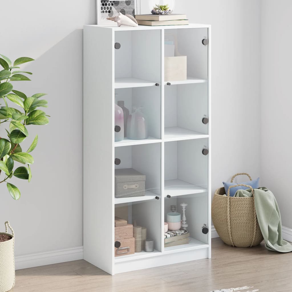skab med låger 68x37x142 cm konstrueret træ hvid