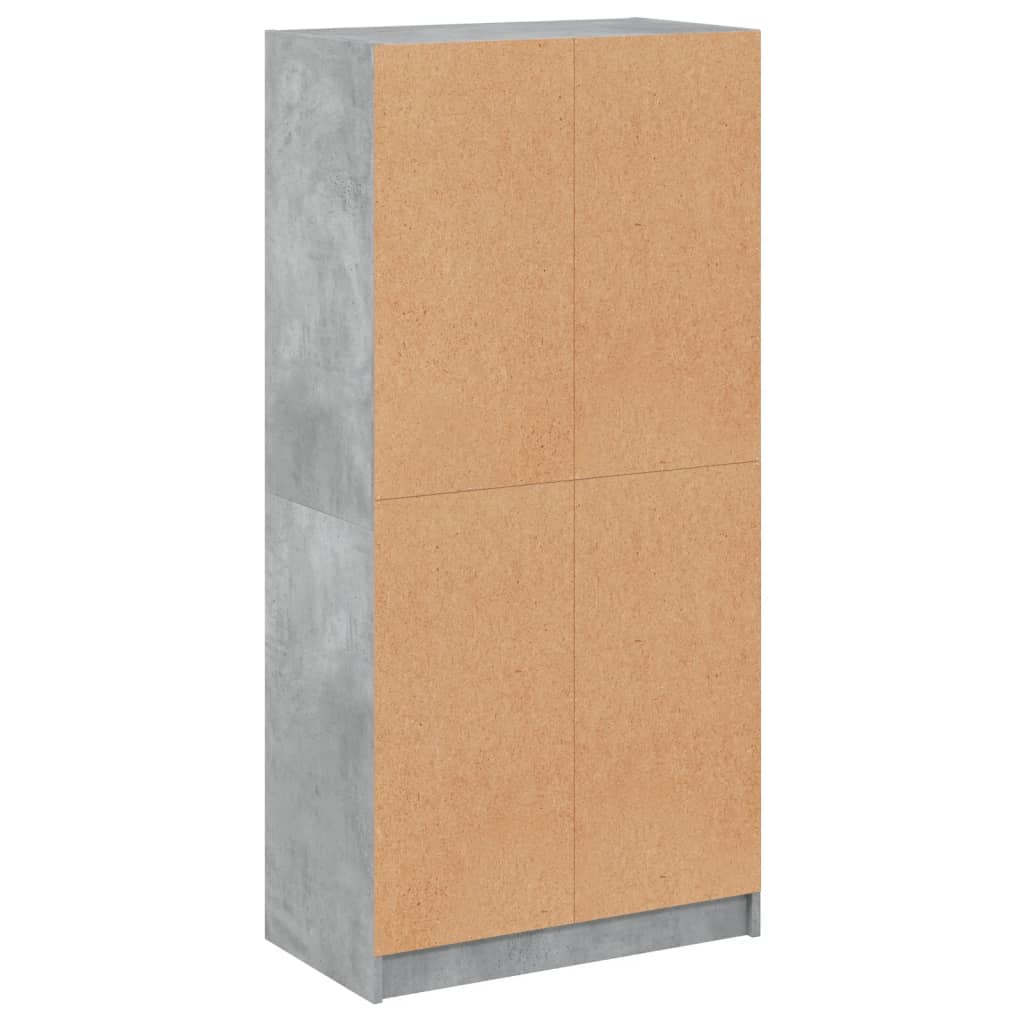 skab med låger 68x37x142 cm konstrueret træ betongrå