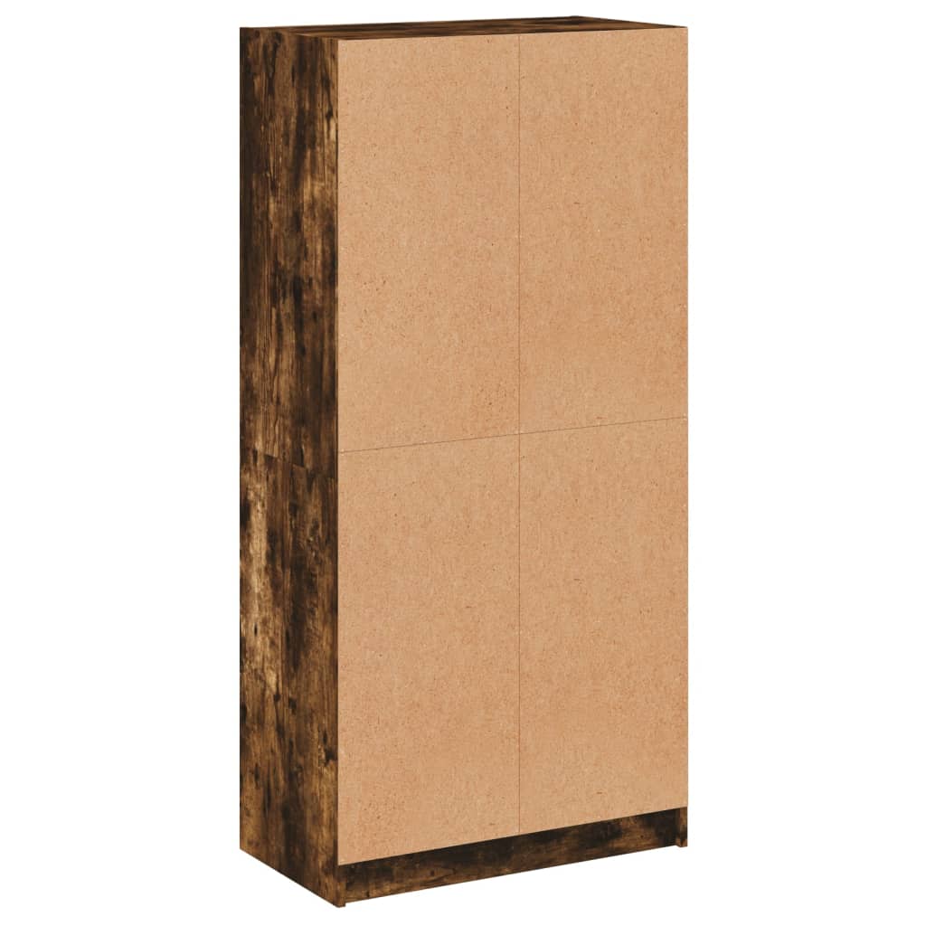 skab med låger 68x37x142 cm konstrueret træ røget egetræsfarve