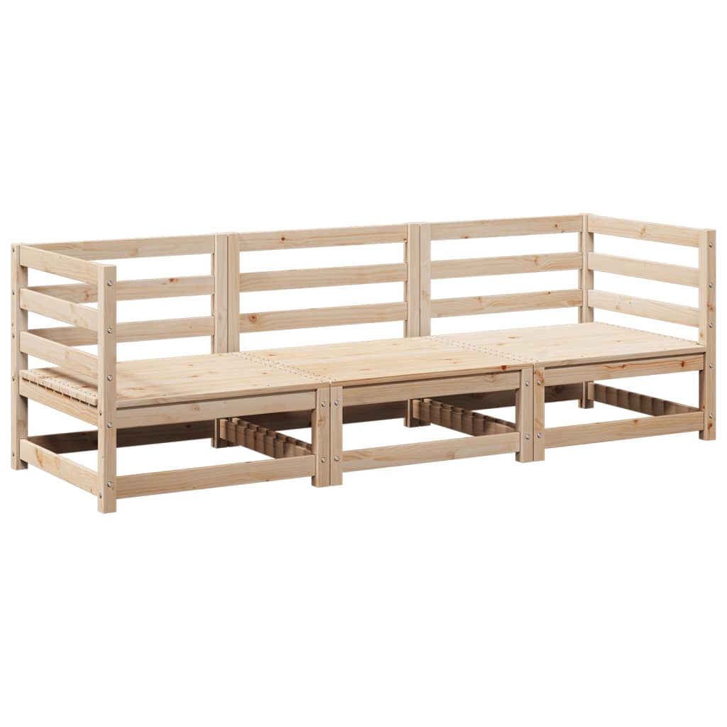 sofasæt til haven 3 dele massivt fyrretræ