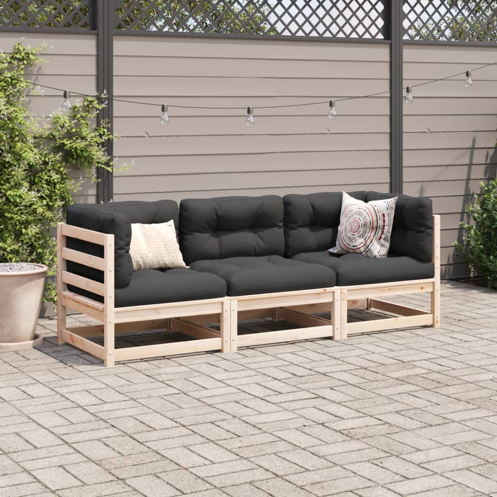 sofasæt til haven 3 dele massivt fyrretræ