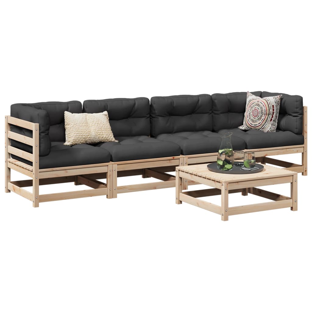 sofasæt til haven 5 dele massivt fyrretræ