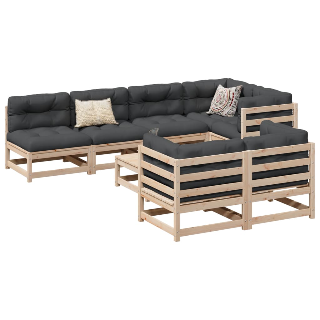 sofasæt til haven 8 dele massivt fyrretræ