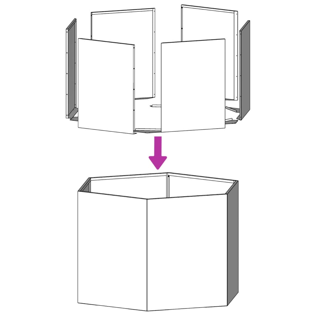plantekasse 104x90x45 cm sekskantet stål antracitgrå