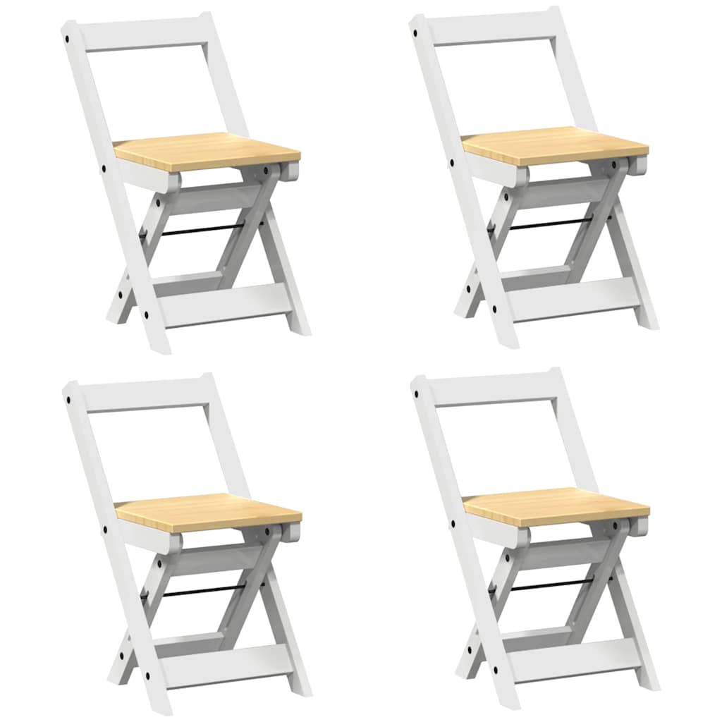 Klapstole 4 stk. "Corona" Hvid Massivt Træ Fyrretræ