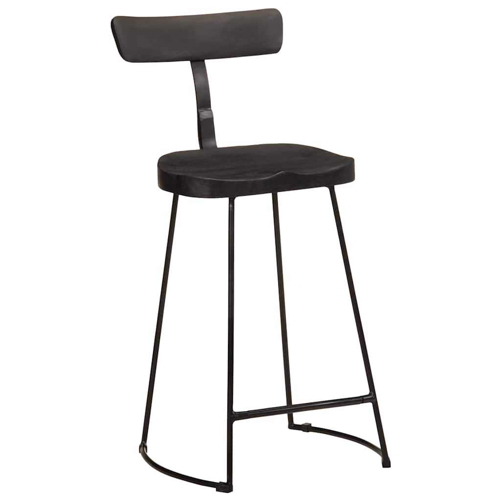 barstole 2 stk. 49x43x88 cm massivt mangotræ sort