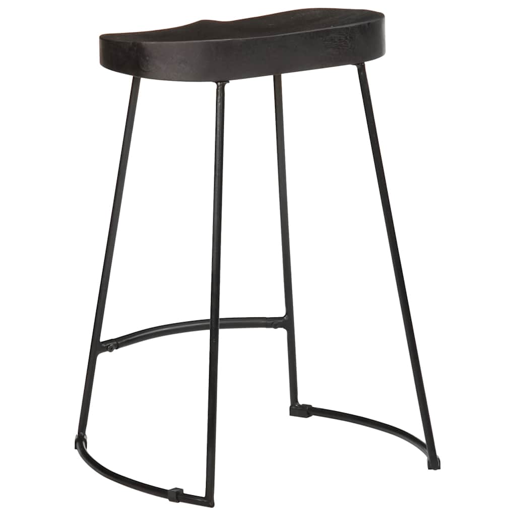 barstole 2 stk. 45x40x62 cm massivt mangotræ sort