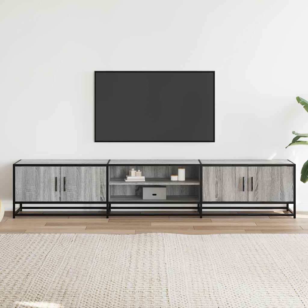 tv-bord 210x35x41 cm konstrueret træ grå sonoma-eg