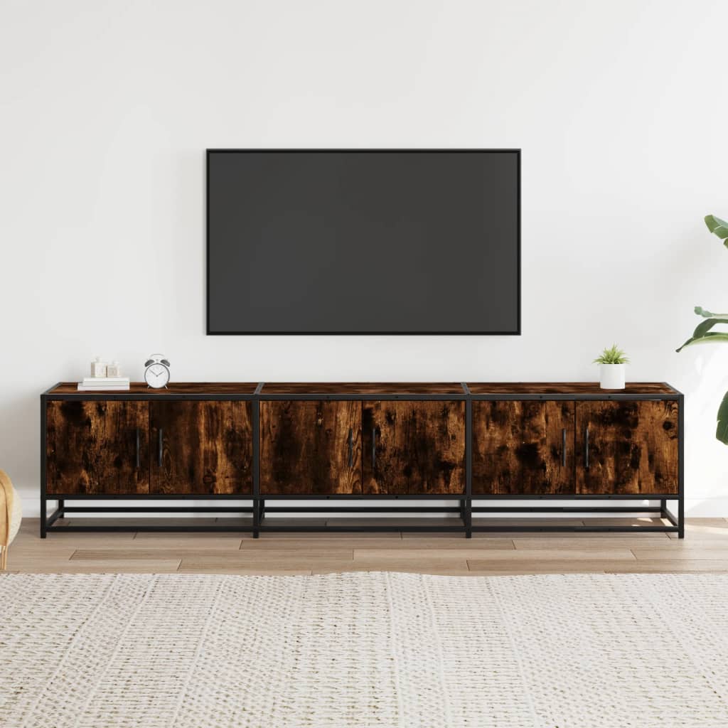 tv-bord 180x35x41 cm konstrueret træ røget egetræsfarve