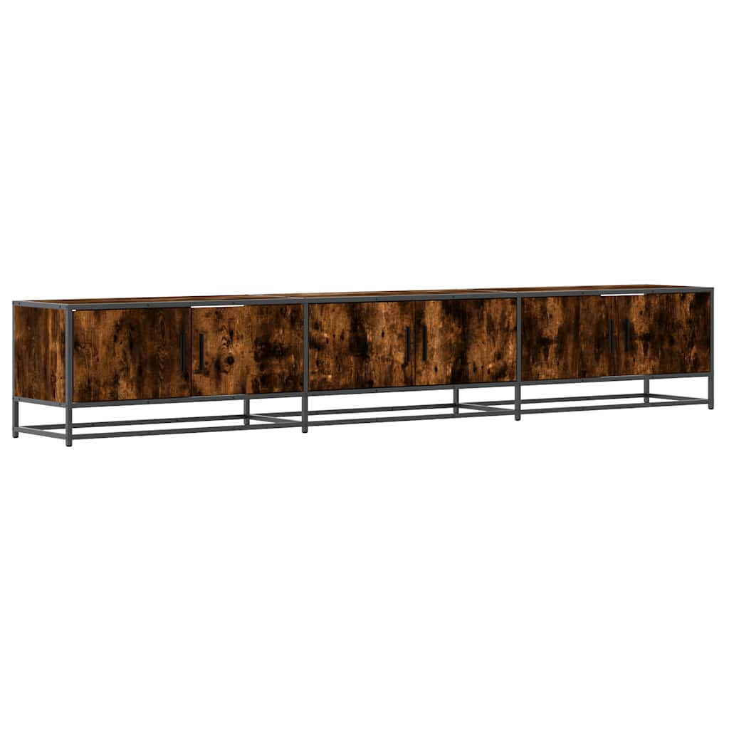 tv-bord 240x35x41 cm konstrueret træ røget egetræsfarve