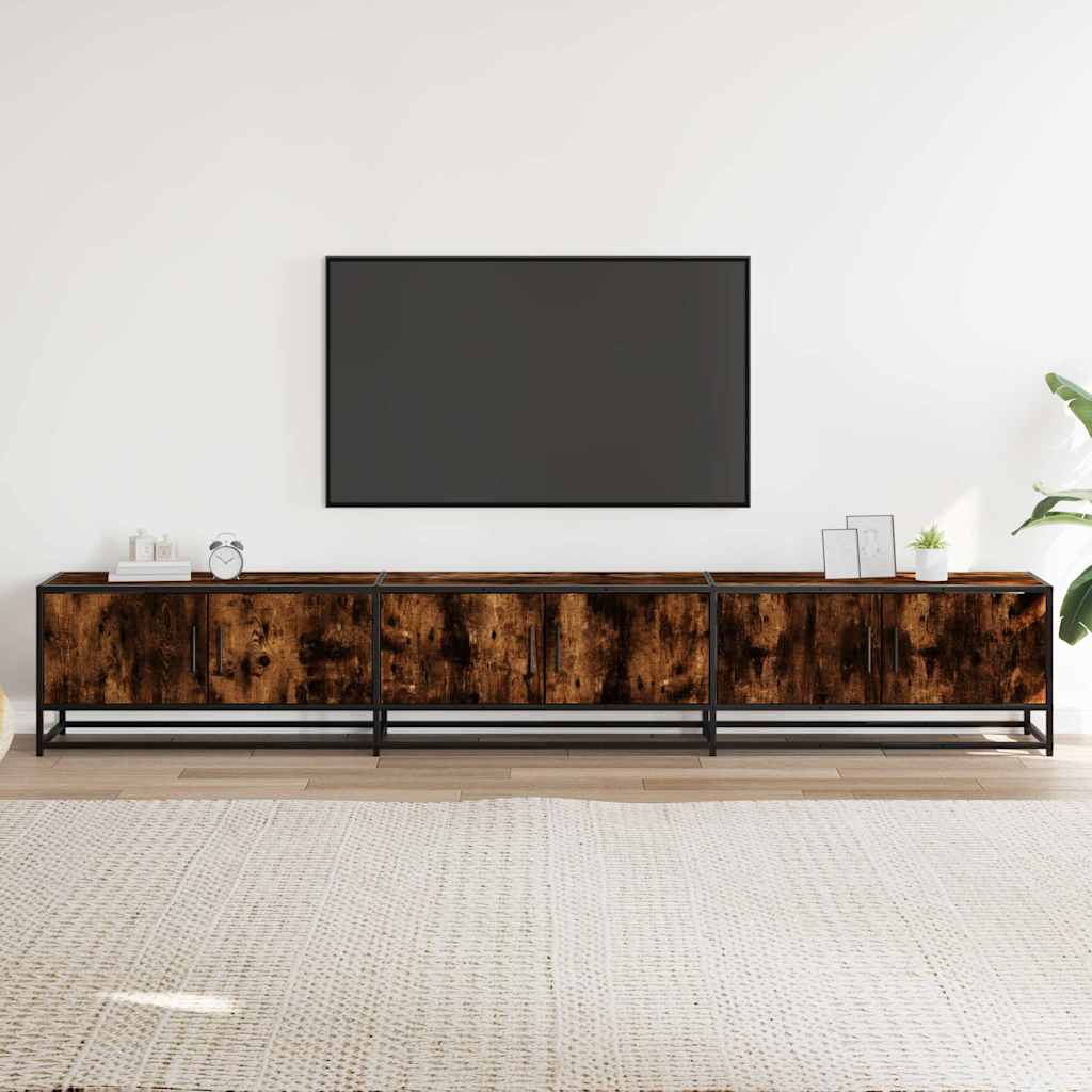 tv-bord 240x35x41 cm konstrueret træ røget egetræsfarve