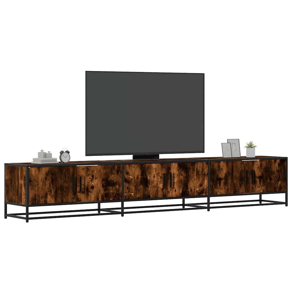 tv-bord 240x35x41 cm konstrueret træ røget egetræsfarve