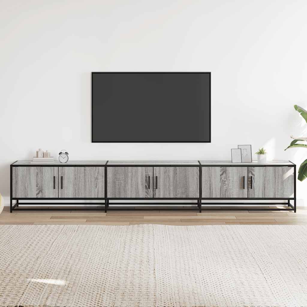 tv-bord 240x35x41 cm konstrueret træ grå sonoma-eg