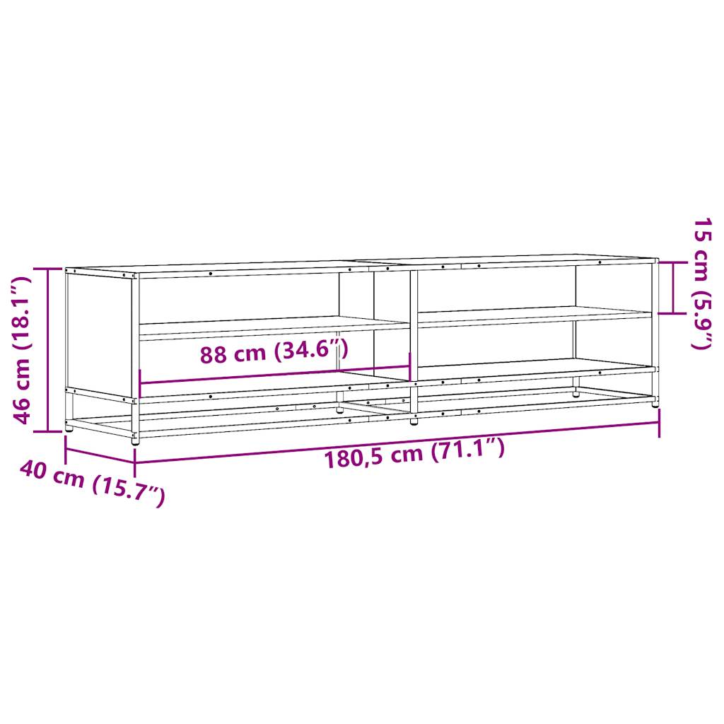 tv-bord 180,5x40x46 cm konstrueret træ røget egetræsfarve