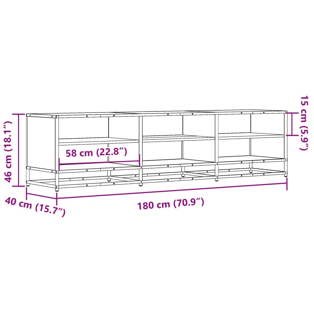 tv-bord 180x40x46 cm konstrueret træ sort