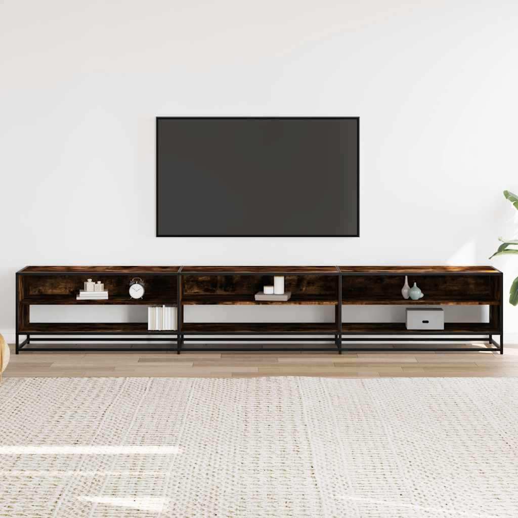 tv-bord 270x40x46 cm konstrueret træ røget egetræsfarve