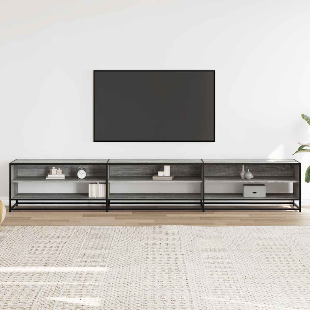 tv-bord 270x40x46 cm konstrueret træ grå sonoma-eg