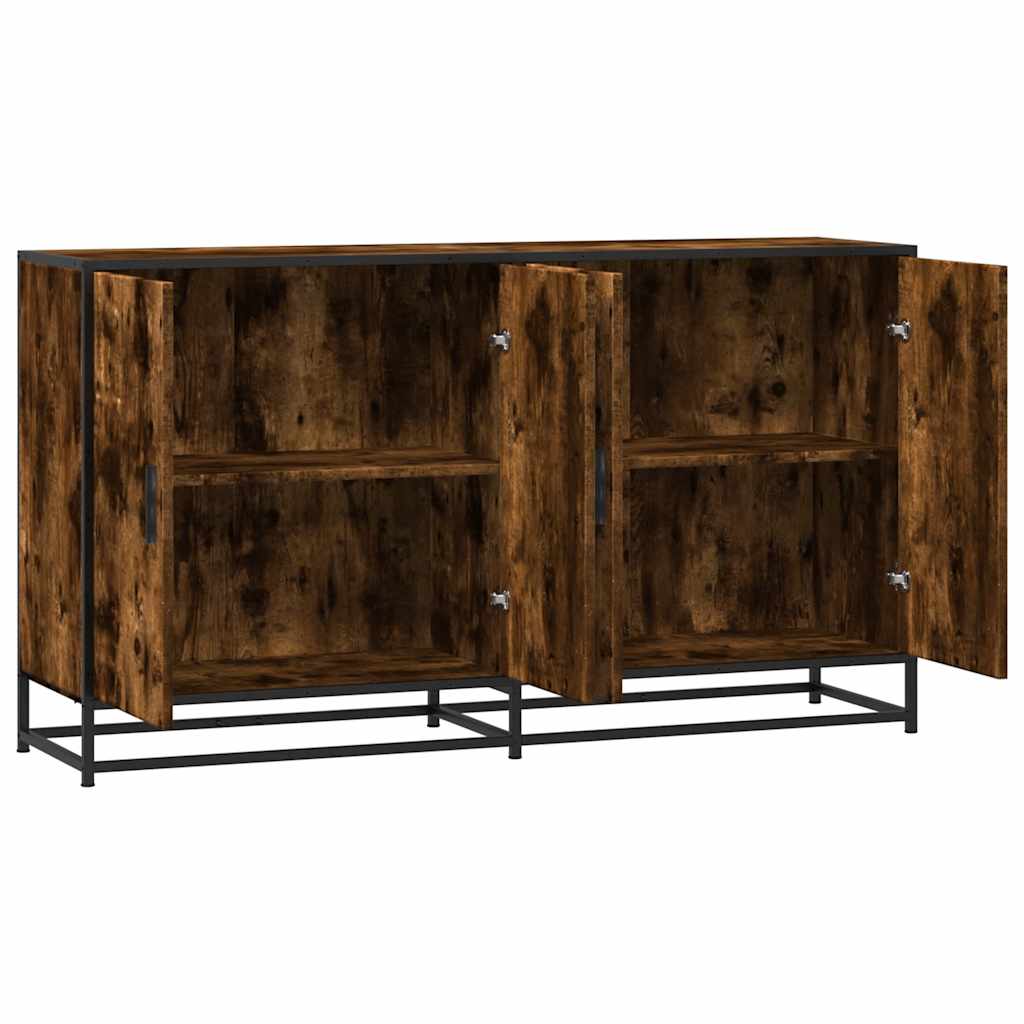 skænk 134x35x76 cm konstrueret træ røget egetræsfarve