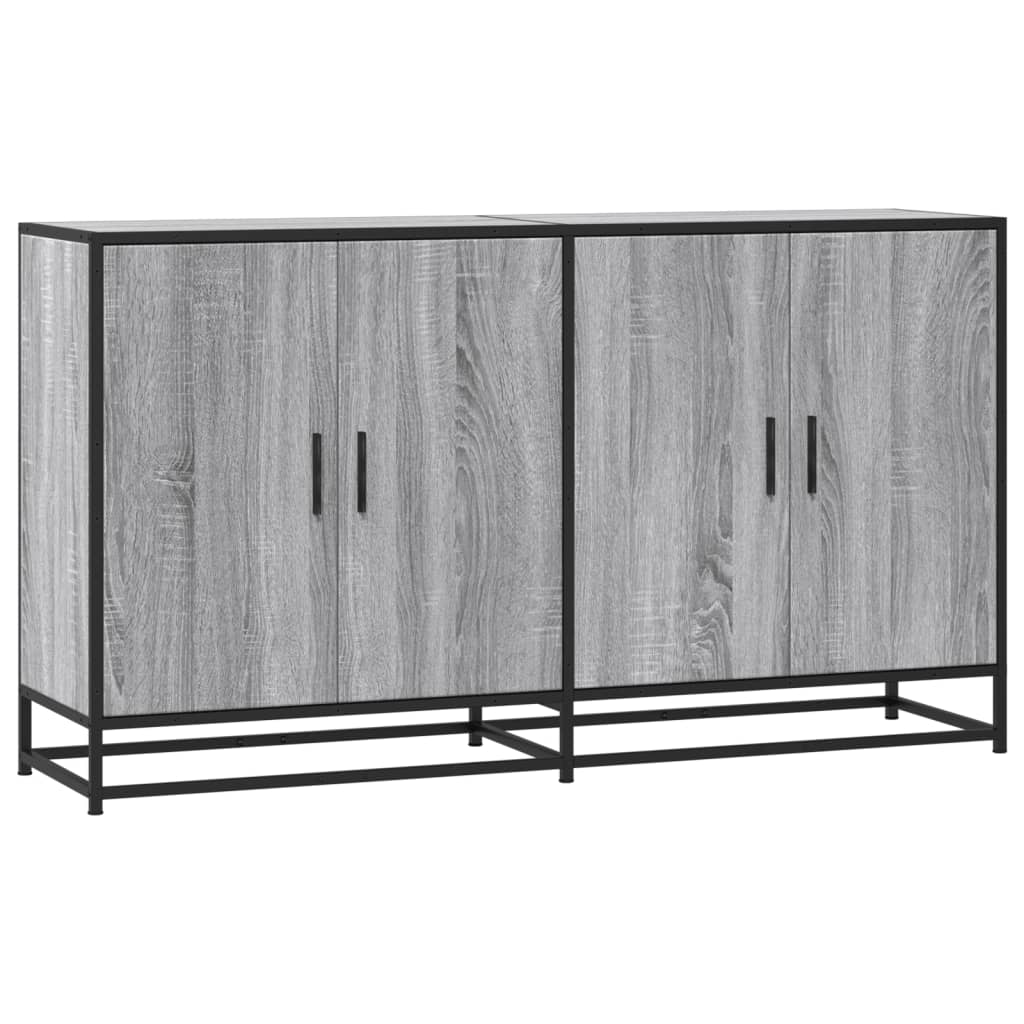 skænk 134x35x76 cm konstrueret træ grå sonoma-eg
