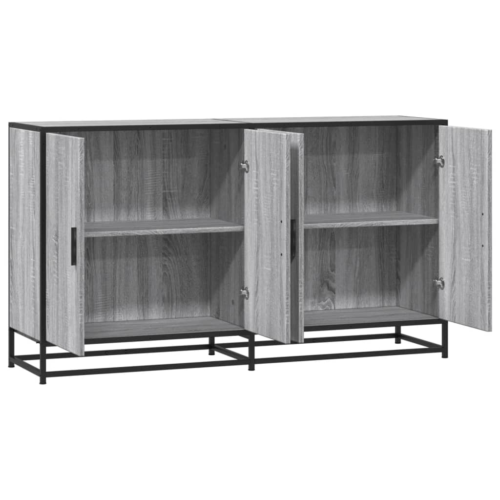 skænk 134x35x76 cm konstrueret træ grå sonoma-eg