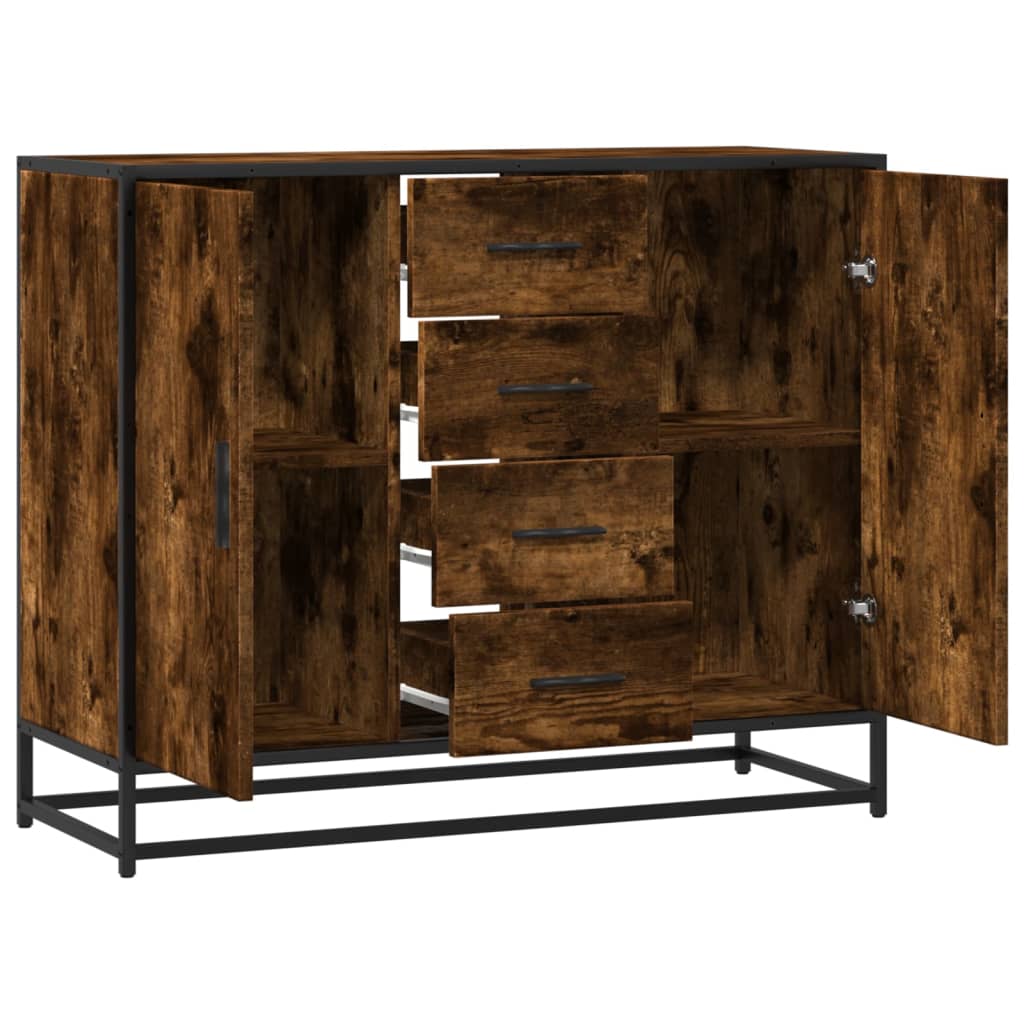 skænk 92x35x76 cm konstrueret træ røget egetræsfarve