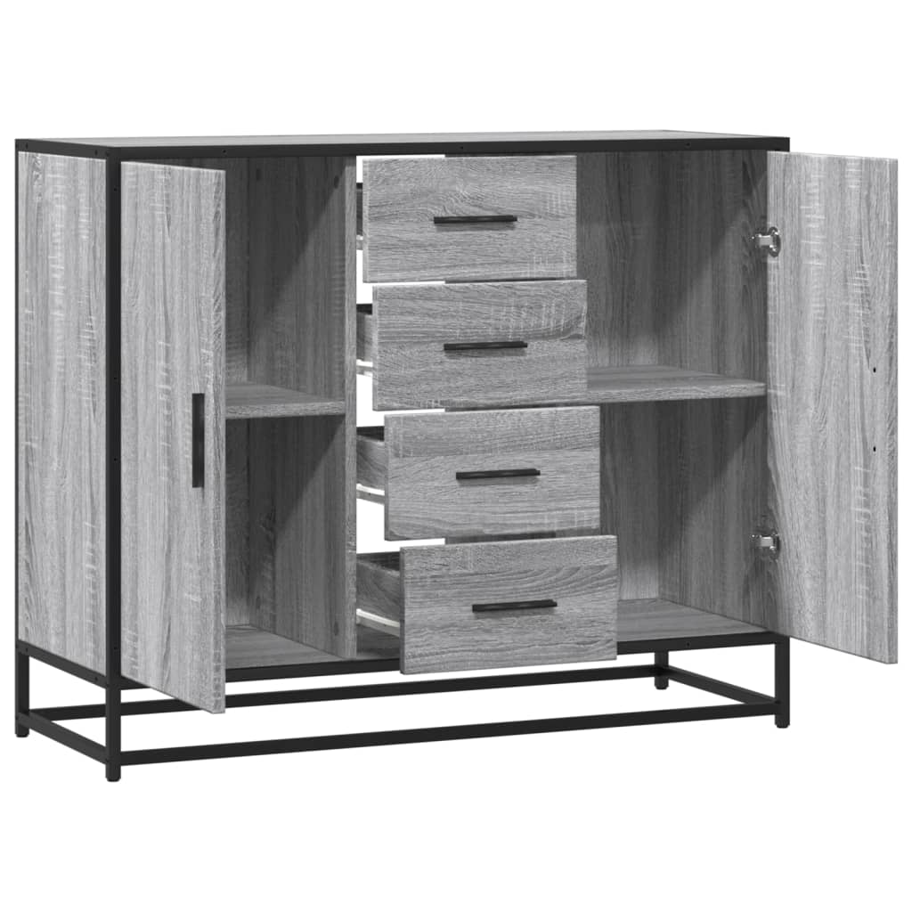 skænk 92x35x76 cm konstrueret træ grå sonoma-eg