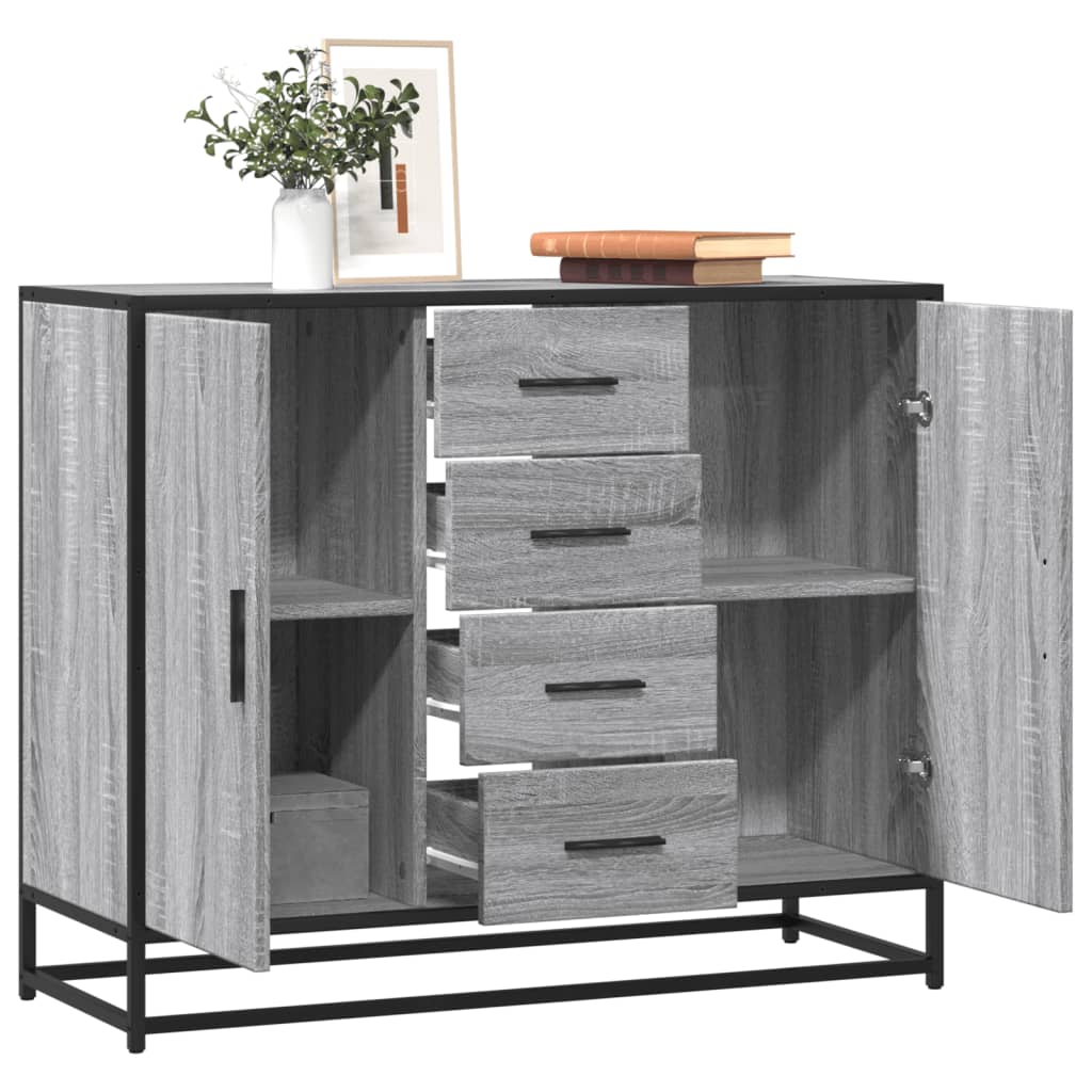 skænk 92x35x76 cm konstrueret træ grå sonoma-eg