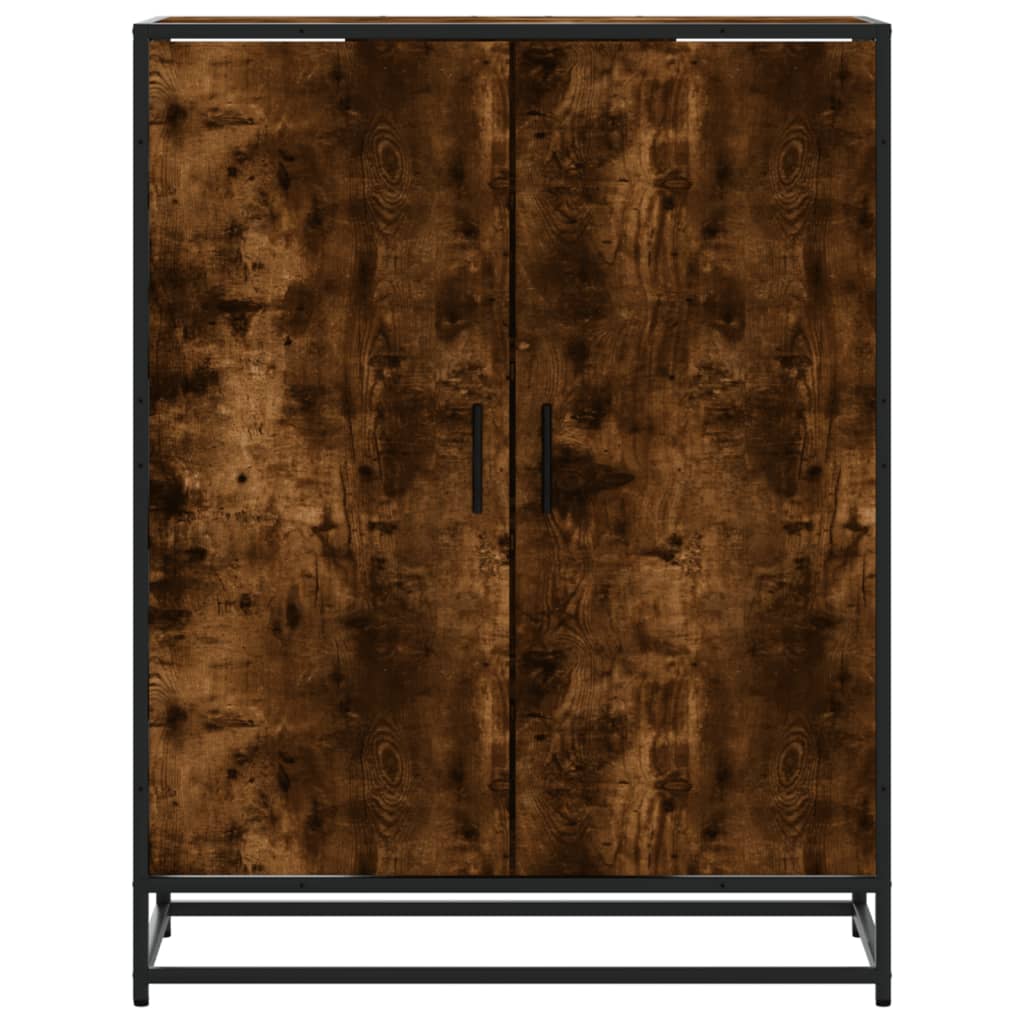 skoskab 75x38x97,5 cm konstrueret træ og metal røget egetræ