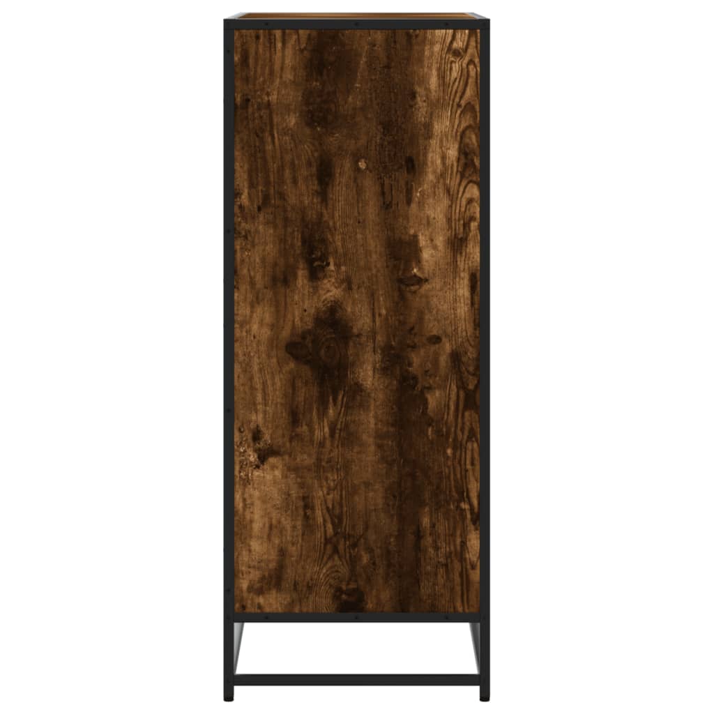 skoskab 75x38x97,5 cm konstrueret træ og metal røget egetræ