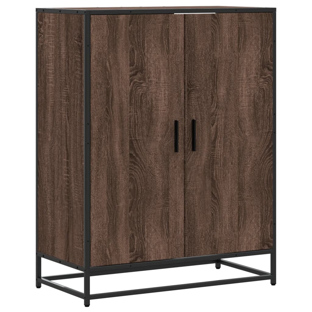 skoskab 75x38x97,5 cm konstrueret træ og metal brun egetræ
