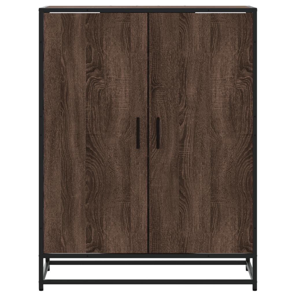 skoskab 75x38x97,5 cm konstrueret træ og metal brun egetræ