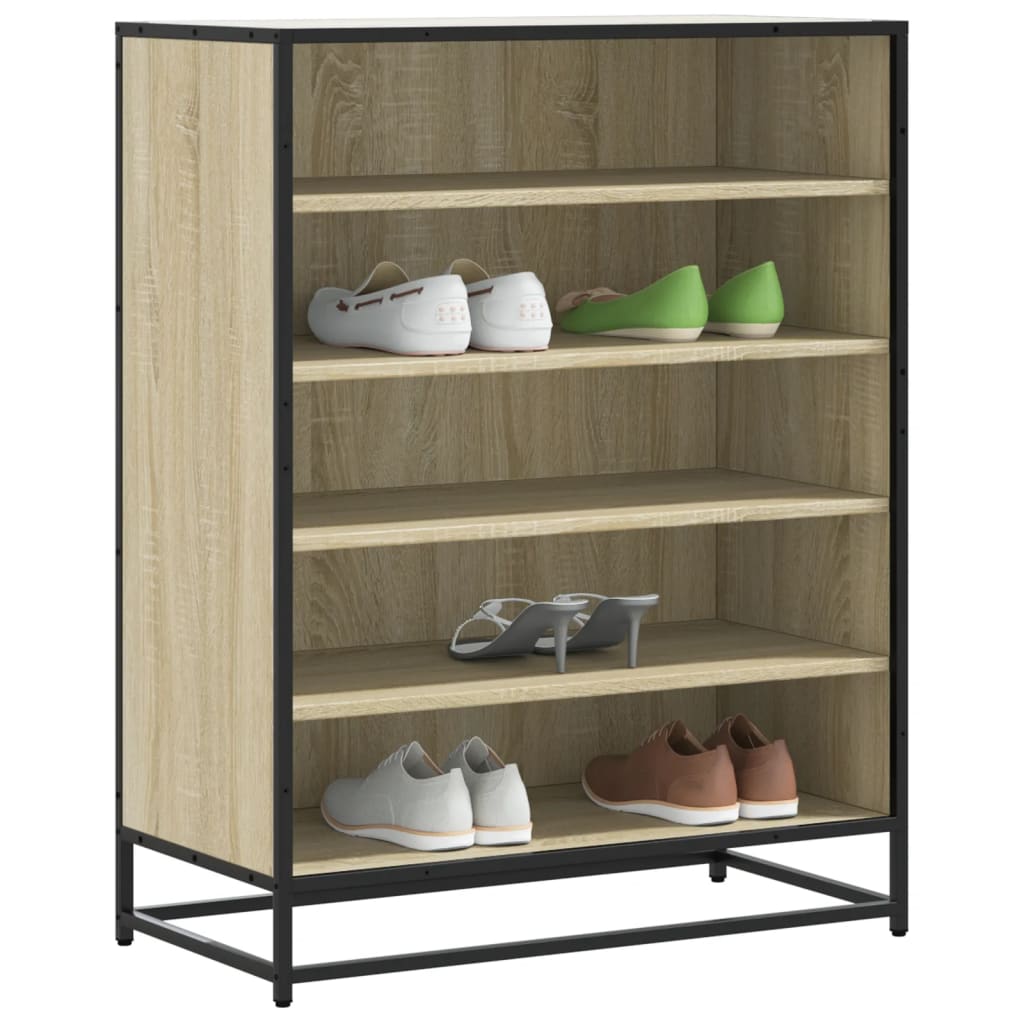 skoskab 75x38x97,5 cm konstrueret træ og metal sonoma-eg