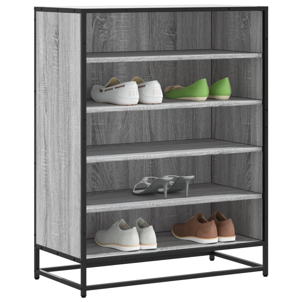 skoskab 75x38x97,5 cm konstrueret træ og metal grå sonoma-eg