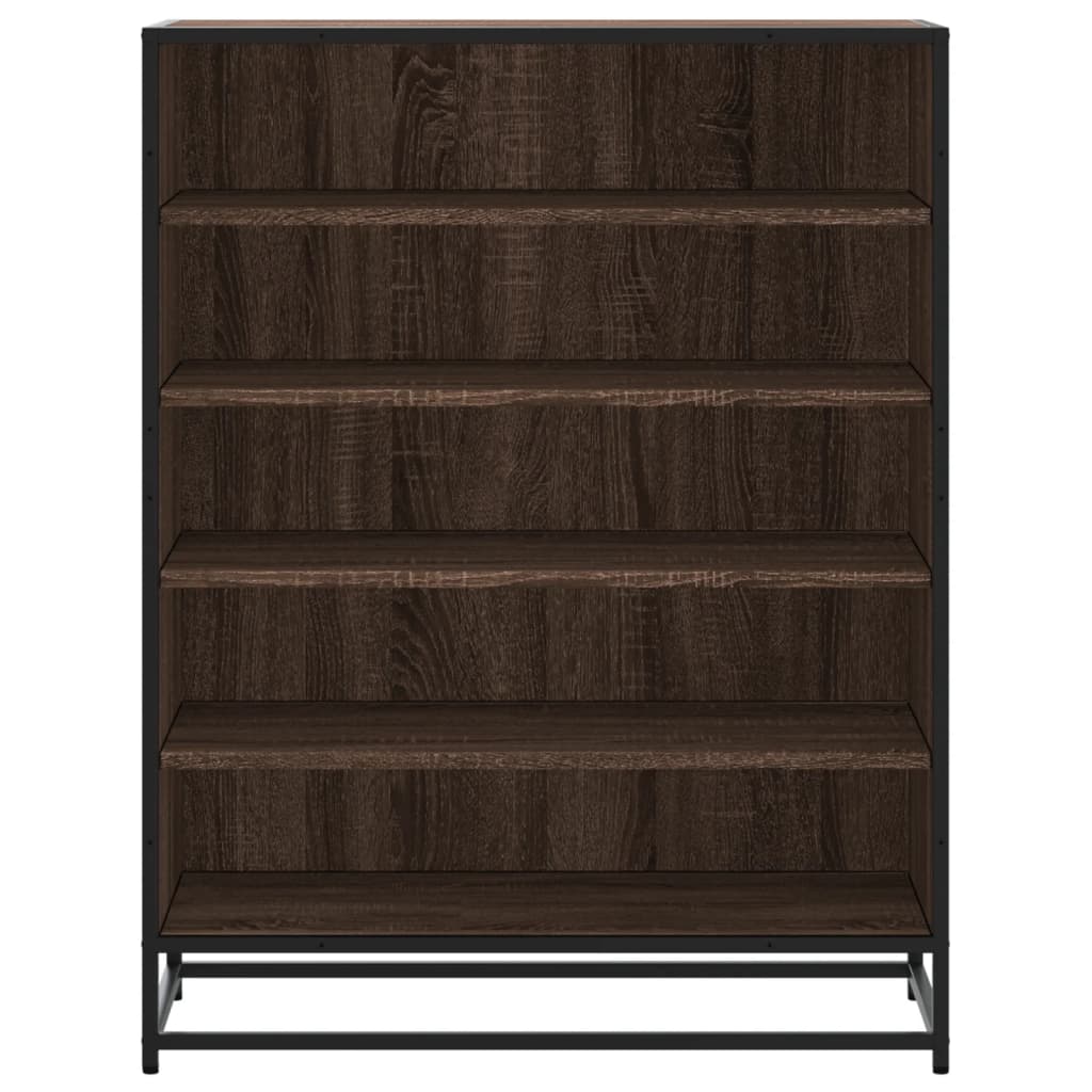 skoskab 75x38x97,5 cm konstrueret træ og metal brun egetræ