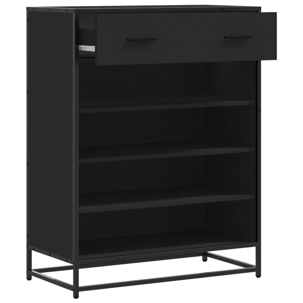 skoskab 75x38x97,5 cm konstrueret træ og metal sort