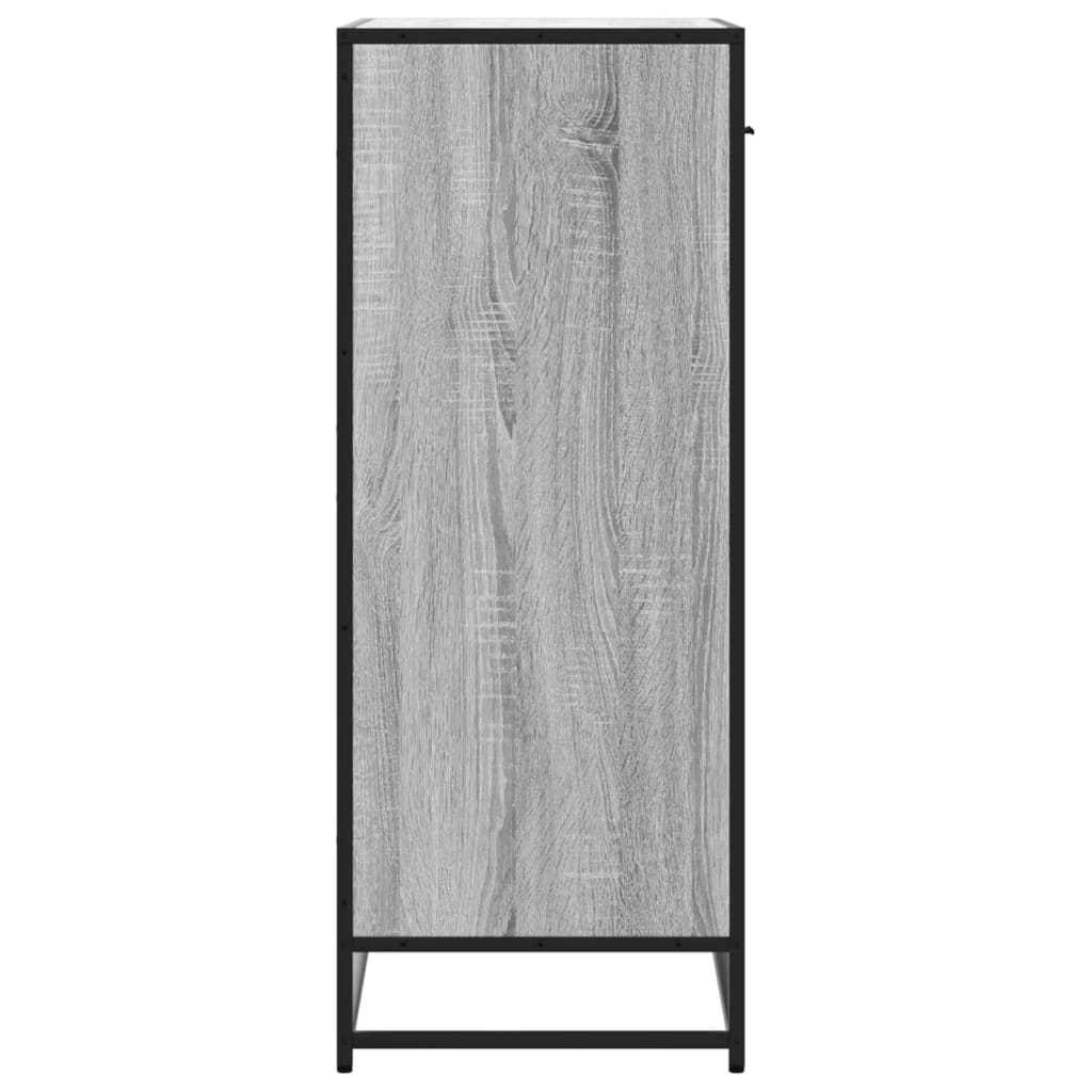 skoskab 75x38x97,5 cm konstrueret træ og metal grå sonoma-eg
