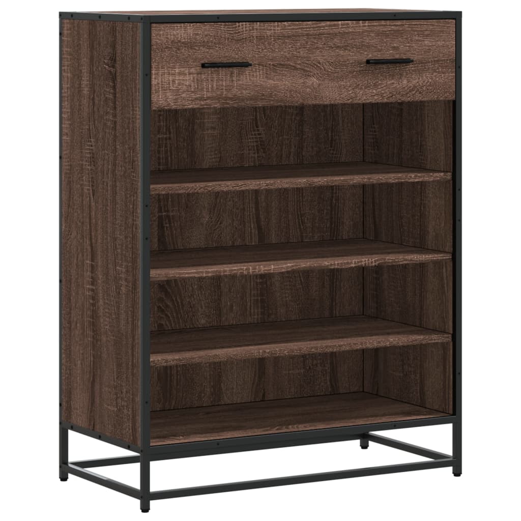 skoskab 75x38x97,5 cm konstrueret træ og metal brun egetræ