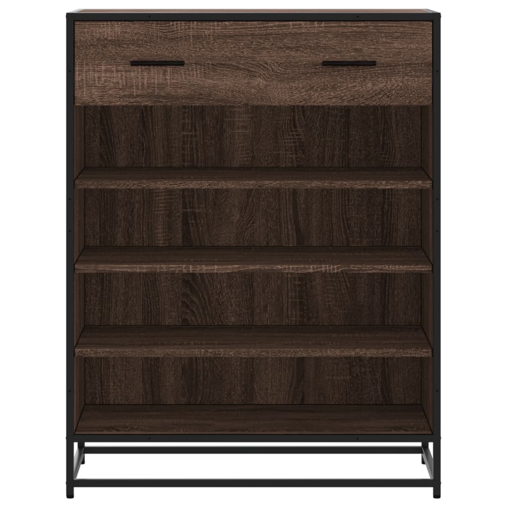 skoskab 75x38x97,5 cm konstrueret træ og metal brun egetræ