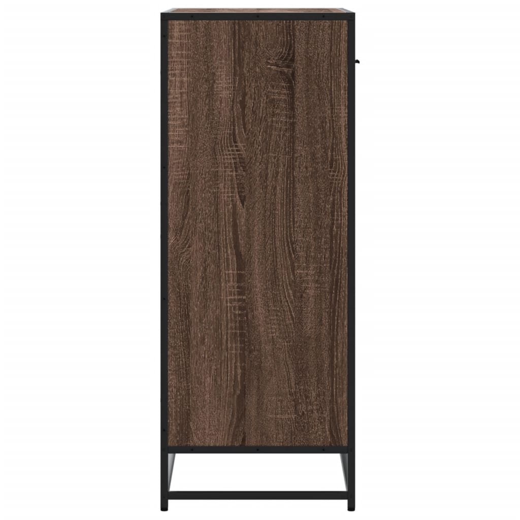 skoskab 75x38x97,5 cm konstrueret træ og metal brun egetræ
