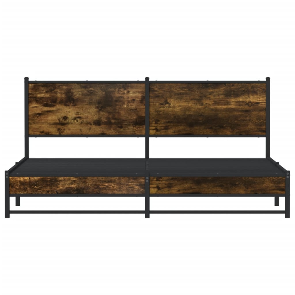 sengeramme uden madras 183x213 cm metal røget egetræsfarve