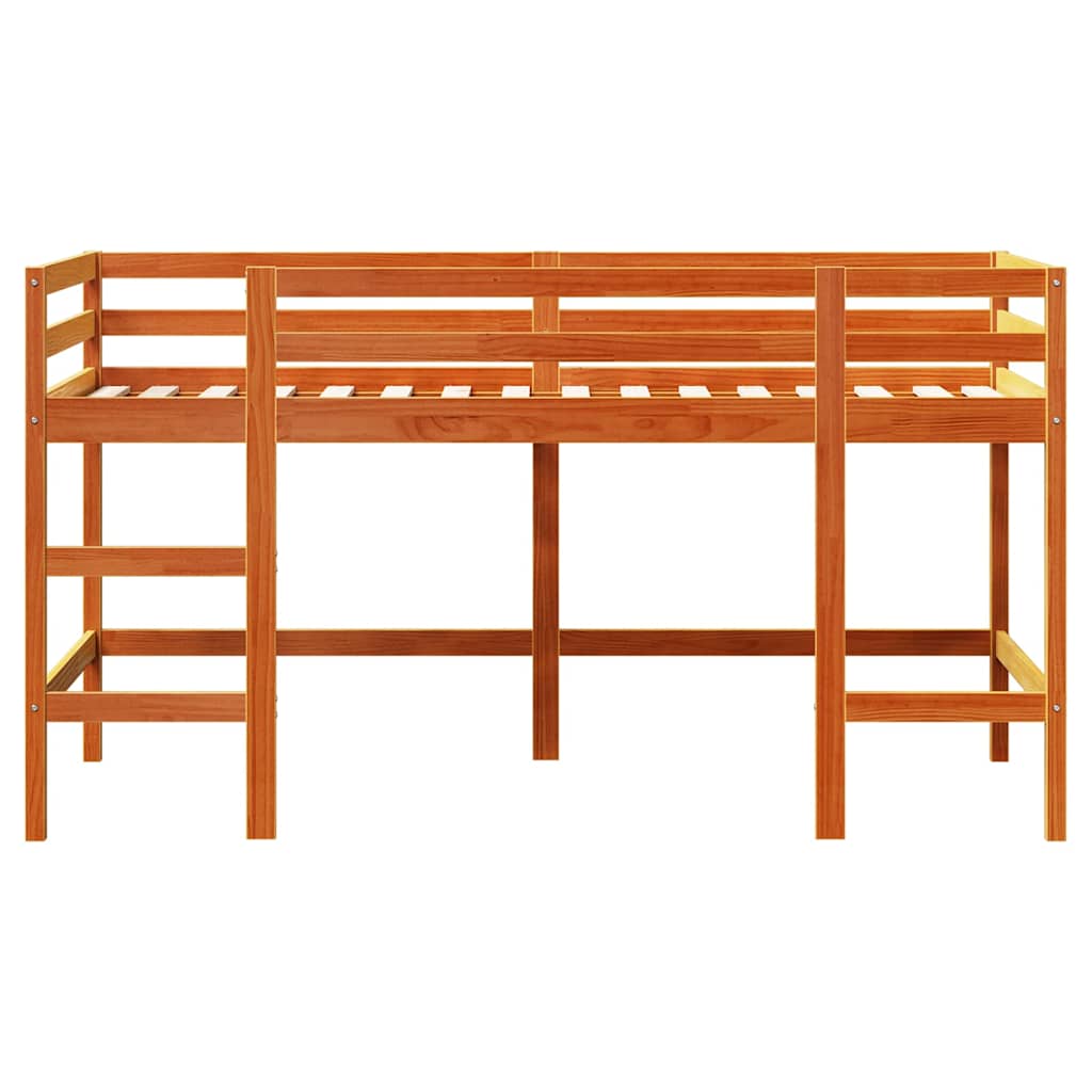 højseng med stige 80x200 cm massivt fyrretræ gyldenbrun